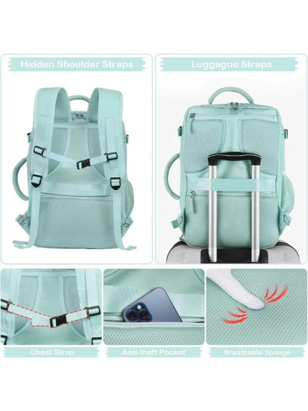 Stylish Waterproof Travel Backpack for Women, 17